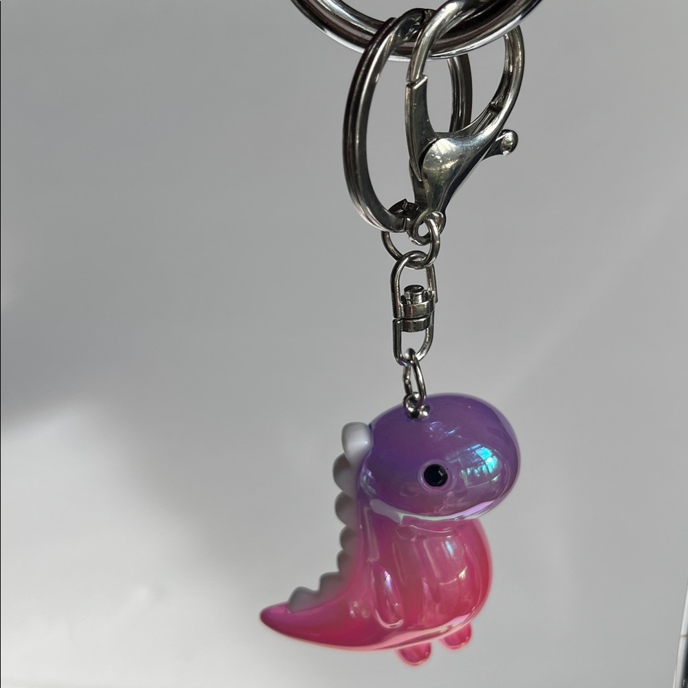 Pink Purple Dinosaur Keychain Toy Bag Charm - Picture 8 of 8